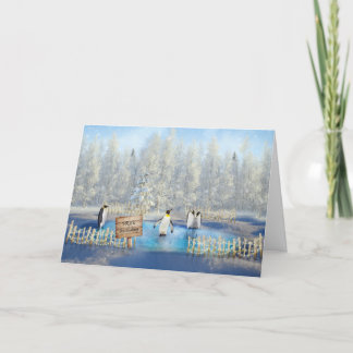 kerstkaart met pinguïns feestdagen kaart