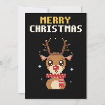 Kerstkaart met Pixel Art van Rendieren