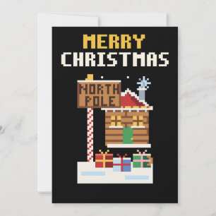 Kerstkaart met pixelart van de werkplaats van de K