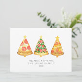 Kerstkaart met pizza's (Staand voorkant)