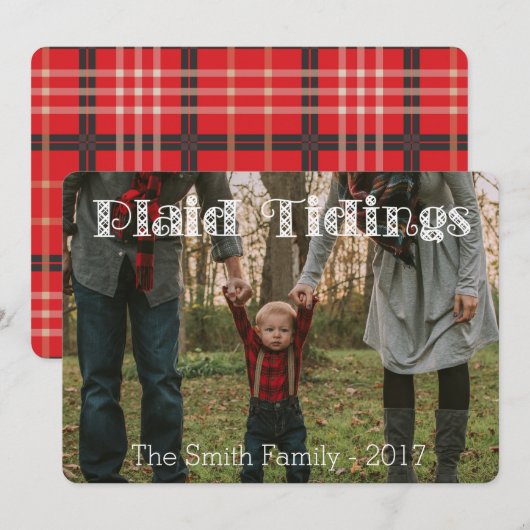 Kerstkaart met Plaid-motief en Plaid-achtergrond (Voorkant / Achterkant)