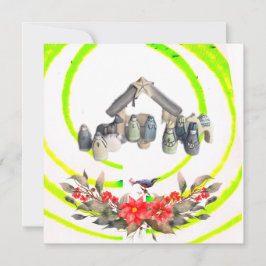 Kerstkaart met plat ontwerp