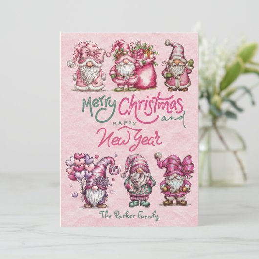 Kerstkaart met plat ontwerp (Staand voorkant)