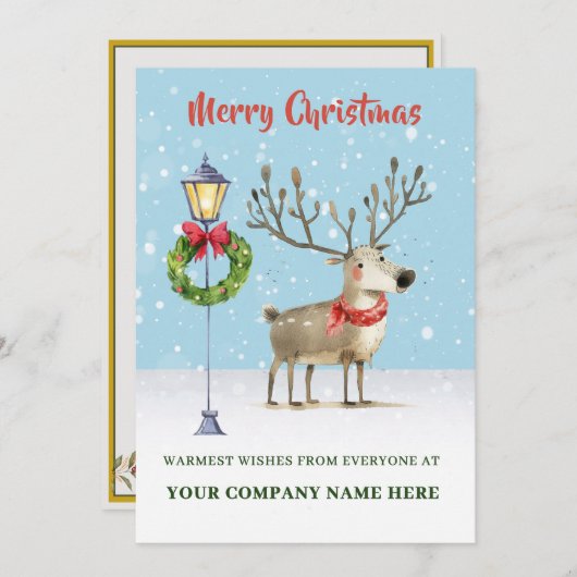 Kerstkaart met plat ontwerp (Voorkant / Achterkant)