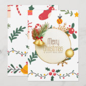 Kerstkaart met plat ontwerp (Voorkant / Achterkant)