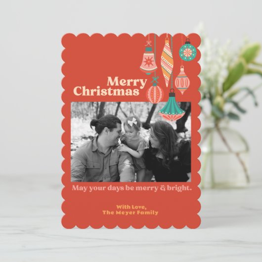 Kerstkaart met platte afbeelding (Staand voorkant)