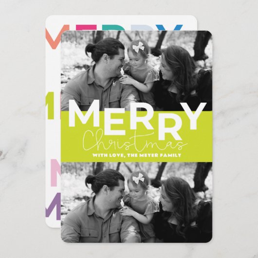 Kerstkaart met platte afbeelding (Voorkant / Achterkant)