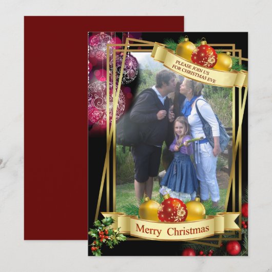 Kerstkaart met platte afbeelding (Voorkant / Achterkant)