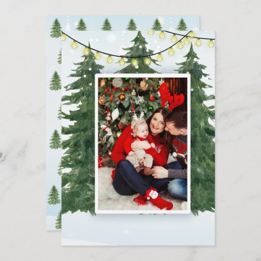 Kerstkaart met platte afbeelding (Voorkant / Achterkant)