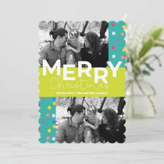 Kerstkaart met platte afbeelding (Staand voorkant)