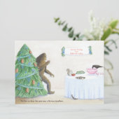 Kerstkaart met platte figuren (Staand voorkant)