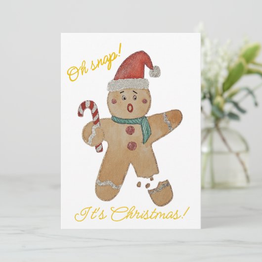 Kerstkaart met platte gemberkoekjes (Staand voorkant)