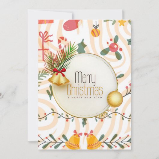 Kerstkaart met platte illustraties (Voorkant)
