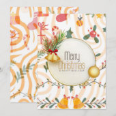 Kerstkaart met platte illustraties (Voorkant / Achterkant)