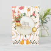 Kerstkaart met platte illustraties (Staand voorkant)