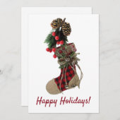 Kerstkaart met platte kerstsok (Voorkant / Achterkant)