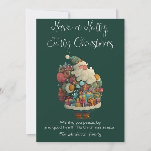 Kerstkaart met platte Sinterklaas (Voorkant)