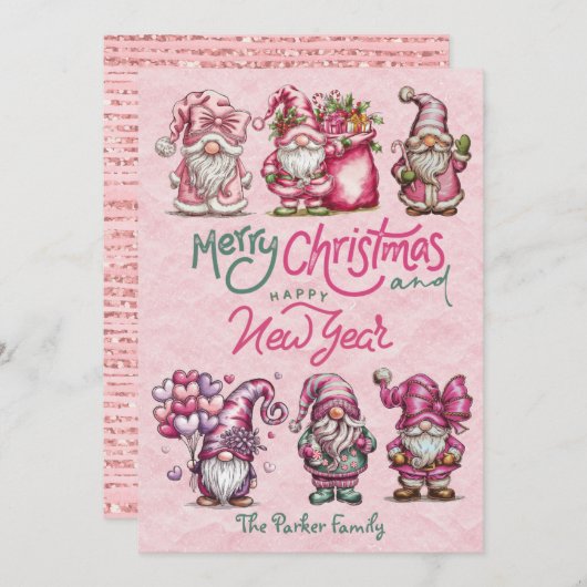 Kerstkaart met platte vormgeving (Voorkant / Achterkant)