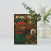 Kerstkaart met poedel feestdagenkaart (Staand voorkant)