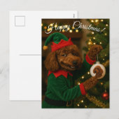 Kerstkaart met poedel feestdagenkaart (Voorkant / Achterkant)