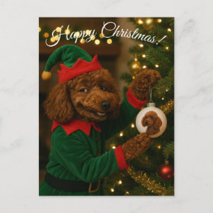 Kerstkaart met poedel feestdagenkaart