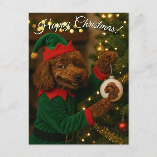 Kerstkaart met poedel feestdagenkaart (Voorkant)