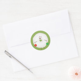 Kerstkaart met poedersuiker donut enveloppe zegel