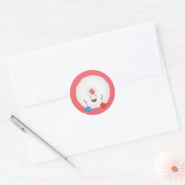 Kerstkaart met poedersuiker donut enveloppe zegel