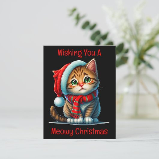 Kerstkaart met poes (Staand voorkant)
