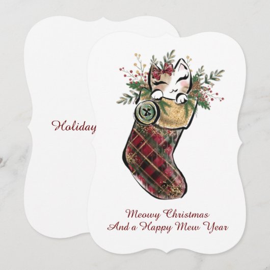 Kerstkaart met poes (Voorkant / Achterkant)