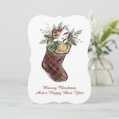 Kerstkaart met poes (Staand voorkant)