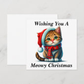 Kerstkaart met poes bedankkaart (Voorkant / Achterkant)
