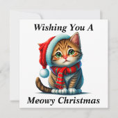 Kerstkaart met poes bedankkaart (Voorkant)