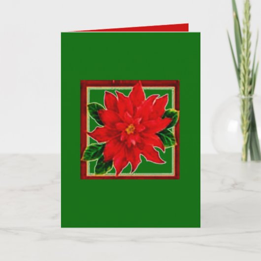 Kerstkaart met Poinsettia Feestdagen Kaart (Voorkant)