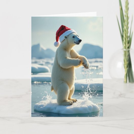 Kerstkaart met Poolbeer in het water Kaart (Voorkant)