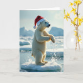 Kerstkaart met Poolbeer in het water Kaart (Gele Bloem)