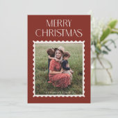 Kerstkaart met postzegel foto (Staand voorkant)