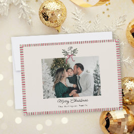 Kerstkaart met preppy stijl, monogram en familiefo