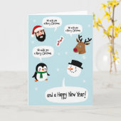 Kerstkaart met 'Prettig Kerstfeest' Kaart (Gele Bloem)