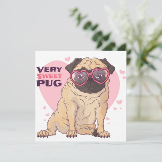 Kerstkaart met Pug-liefde (Staand voorkant)