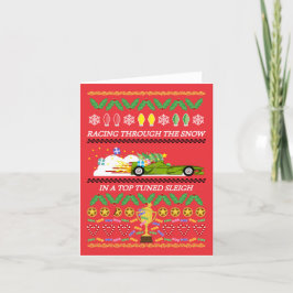 kerstkaart met racewagen feestdagen kaart