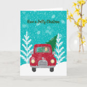 kerstKaart met Red Truck en kerstboom Kaart (Gele Bloem)