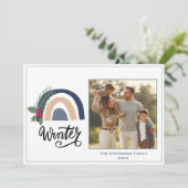 Kerstkaart met regenboogfoto in de winter (Staand voorkant)
