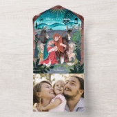 Kerstkaart met religieus kerststallen all in one uitnodiging (Binnen)
