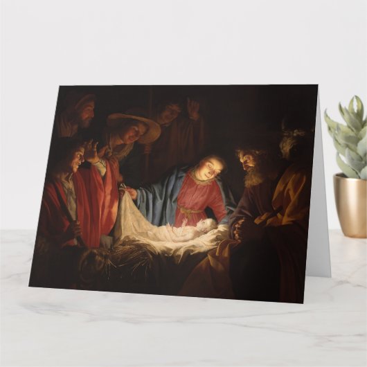 Kerstkaart met religieus thema kaart (Kleine Plant)