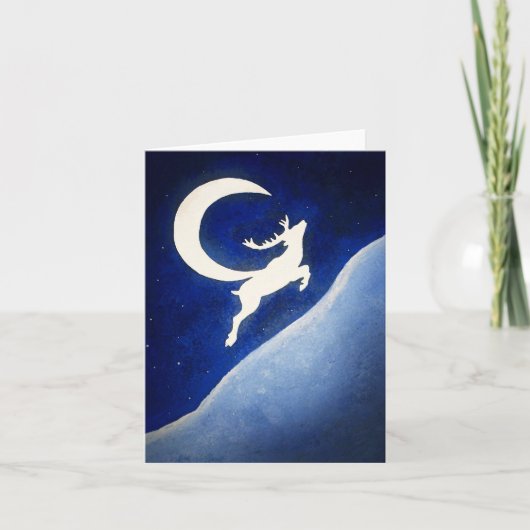 Kerstkaart met rendier feestdagen kaart (Voorkant)