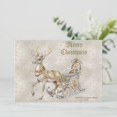 Kerstkaart met rendier slee (Staand voorkant)