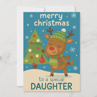 Kerstkaart met rendier voor dochter