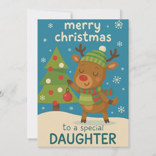 Kerstkaart met rendier voor dochter (Voorkant)