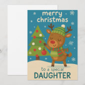 Kerstkaart met rendier voor dochter (Voorkant / Achterkant)